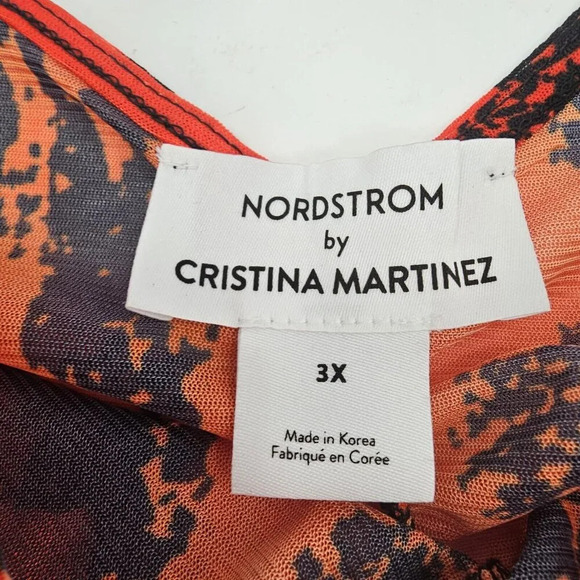 Cristina Martinez X Nordstrom Red And Black Ruched Print Top Pluz Sz 3X NWTs - Picture 5 of 7